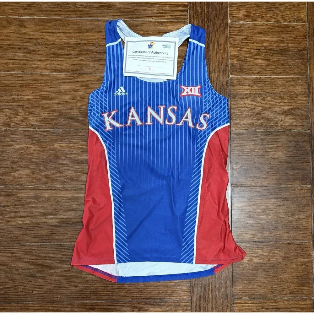 Vintage Women’s Kansas Jayhawks adidas Size S Blue Player Issued Track Singlet